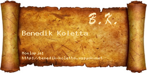 Benedik Koletta névjegykártya